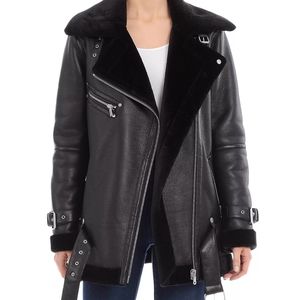 Avec les Filles Oversized Faux Shearling Biker Jacket NWOT